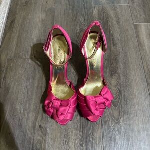Audrey Brooke Fuchsia Heels with Bow Accent